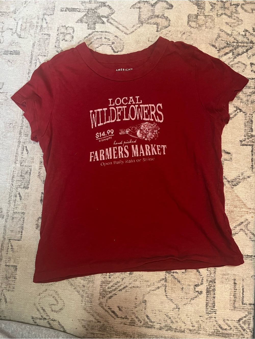 Red graphic baby tee